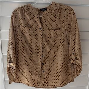 Notations Brown Polka Dot Blouse